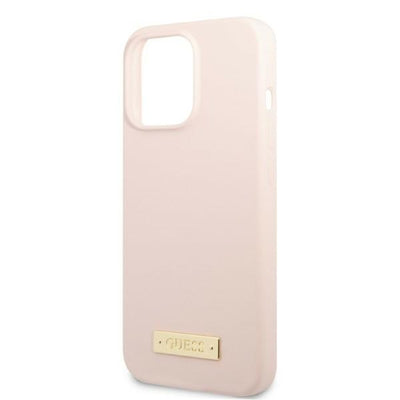 Guess GUHMP13XSPLP iPhone 13 Pro Max 6.7" pink/pink hard case Silicone Logo Plate MagSafe