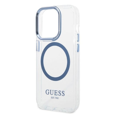 Guess Metal Outline MagSafe case for iPhone 14 Pro - blue