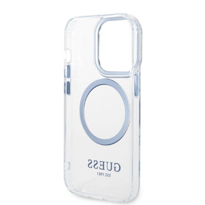 Guess Metal Outline MagSafe case for iPhone 14 Pro - blue