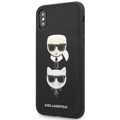 Karl Lagerfeld Saffiano Karl&amp;Choupette Head case for iPhone XS Max - black