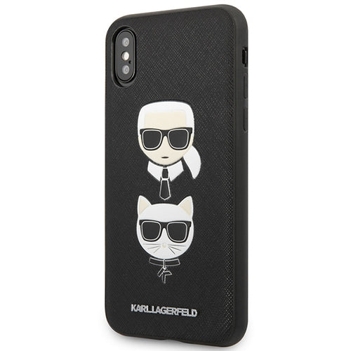 Karl Lagerfeld Saffiano Karl&amp;Choupette Head case for iPhone XS Max - black