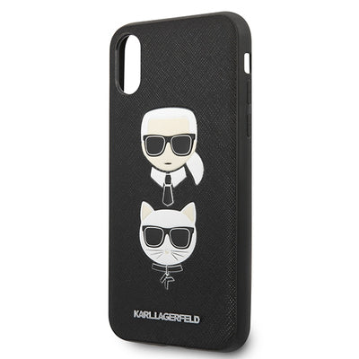 Karl Lagerfeld Saffiano Karl&amp;Choupette Head case for iPhone XS Max - black