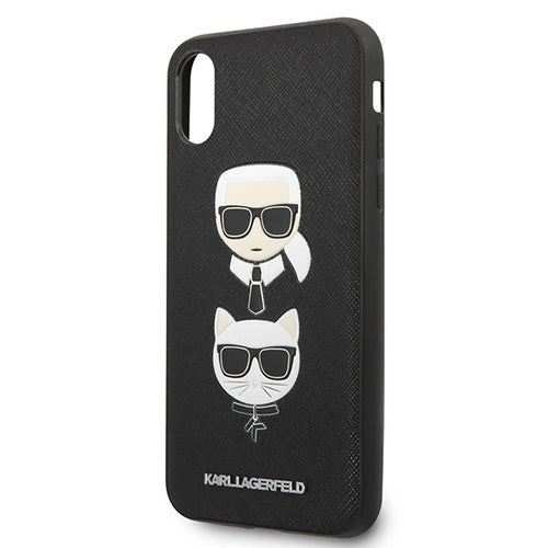 Karl Lagerfeld Saffiano Karl&amp;Choupette Head case for iPhone XS Max - black