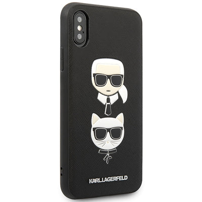 Karl Lagerfeld Saffiano Karl&amp;Choupette Head case for iPhone XS Max - black