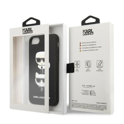 Karl Lagerfeld KLHCI8SAKICKCBK iPhone 7/8 / SE 2020 / SE 2022 black/black hardcase Saffiano Karl&amp;Choupette Head