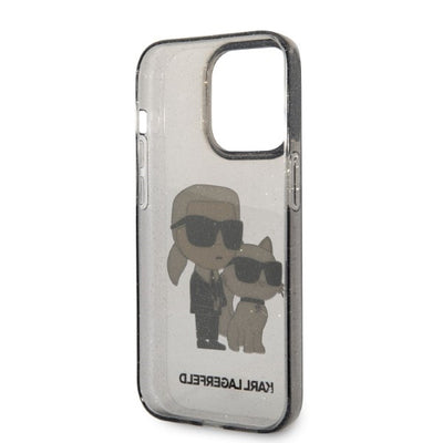 Karl Lagerfeld Glitter Karl&amp;Choupette case for iPhone 14 Pro - black
