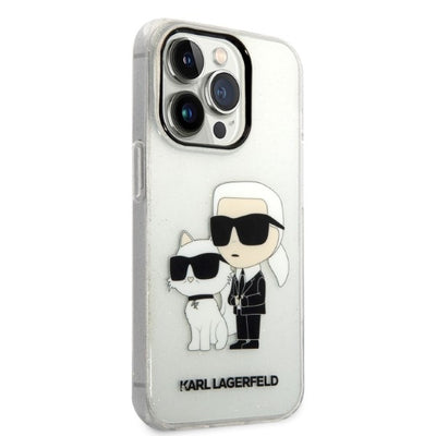 Karl Lagerfeld Glitter Karl&amp;Choupette case for iPhone 14 Pro - transparent