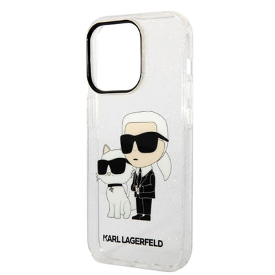 Karl Lagerfeld Glitter Karl&amp;Choupette case for iPhone 14 Pro - transparent