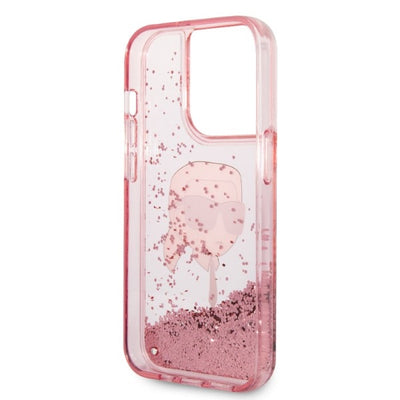Karl Lagerfeld Glitter Karl's Head case for iPhone 14 Pro - pink