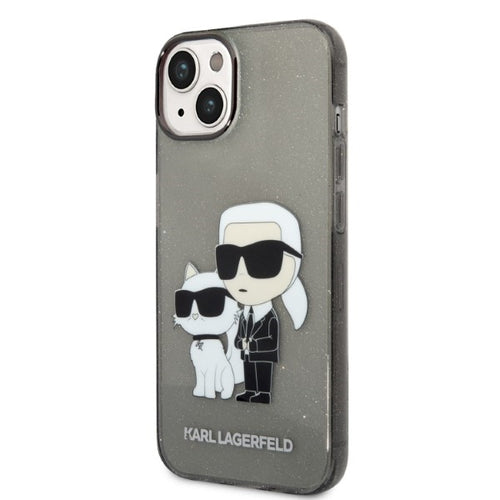 Karl Lagerfeld Glitter Karl&amp;Choupette case for iPhone 14 Plus - black
