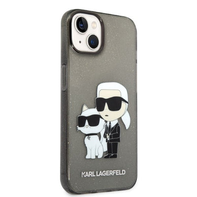 Karl Lagerfeld Glitter Karl&amp;Choupette case for iPhone 14 Plus - black