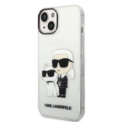Karl Lagerfeld Glitter Karl&amp;Choupette case for iPhone 14 Plus - transparent