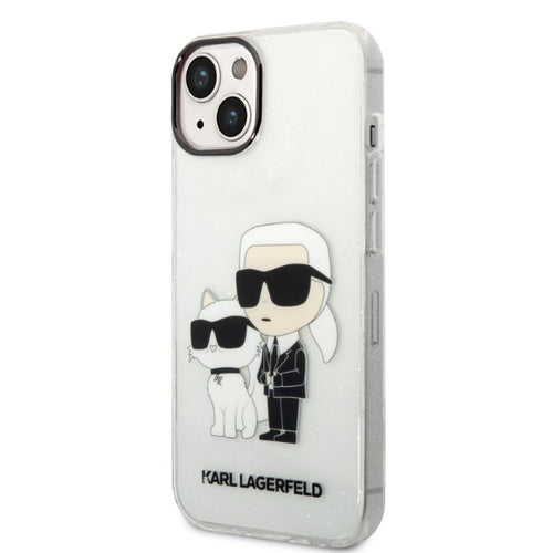 Karl Lagerfeld Glitter Karl&amp;Choupette case for iPhone 14 Plus - transparent