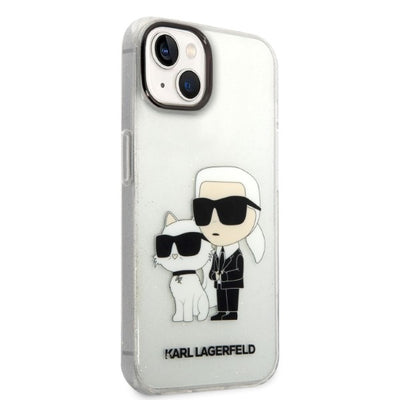 Karl Lagerfeld Glitter Karl&amp;Choupette case for iPhone 14 Plus - transparent