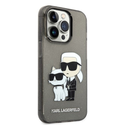 Karl Lagerfeld Glitter Karl&amp;Choupette case for iPhone 14 Pro Max - black