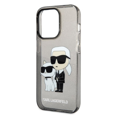 Karl Lagerfeld Glitter Karl&amp;Choupette case for iPhone 14 Pro Max - black