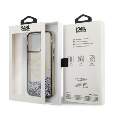 Karl Lagerfeld Liquid Glitter RSG case for iPhone 14 Pro Max - black
