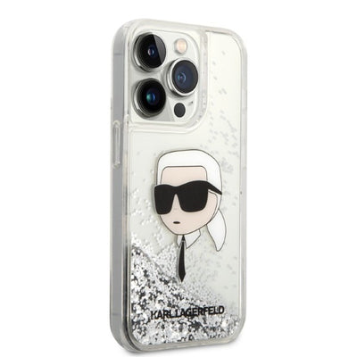 Karl Lagerfeld Glitter Karl's Head case for iPhone 14 Pro Max - silver