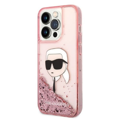 Karl Lagerfeld Glitter Karl's Head case for iPhone 14 Pro Max - pink