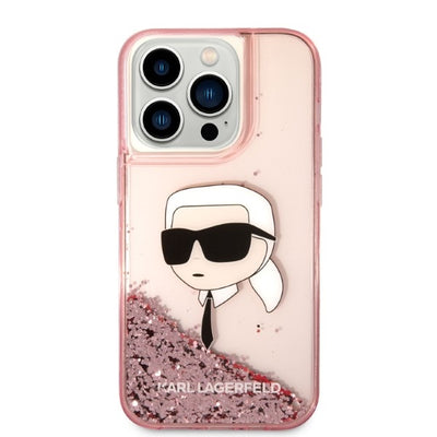 Karl Lagerfeld Glitter Karl's Head case for iPhone 14 Pro Max - pink