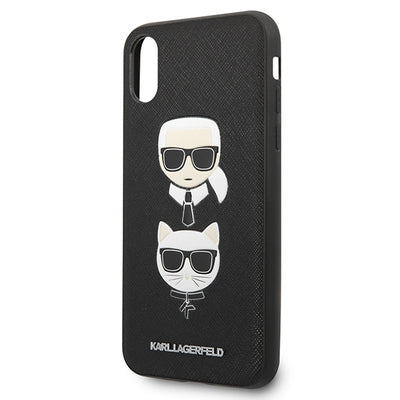 Karl Lagerfeld Saffiano Karl&amp;Choupette Head case for iPhone X/XS - black