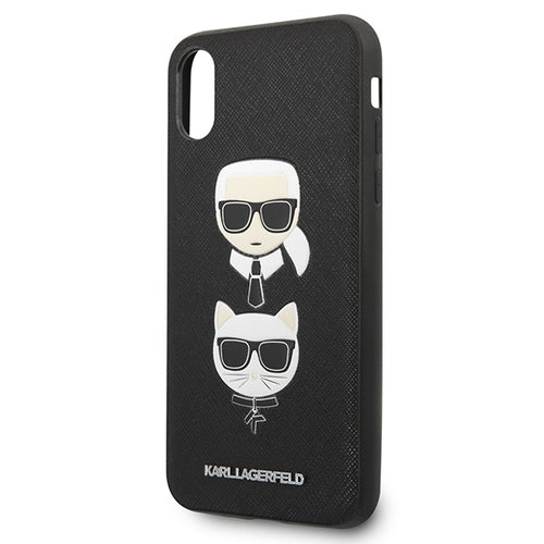 Karl Lagerfeld Saffiano Karl&amp;Choupette Head case for iPhone X/XS - black