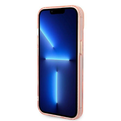 Guess GUHMP14MHTCMP iPhone 14 Plus 6.7" pink/pink hard case Gold Outline Translucent MagSafe