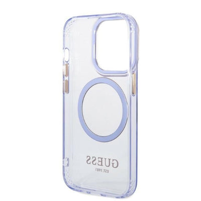 Guess Gold Outline Translucent MagSafe Case for iPhone 14 Pro Max 6.7" - Purple