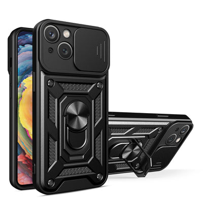 Hybrid Armor Camshield case for Vivo Y16 / Vivo Y02s armored case with camera cover black — Hurtel