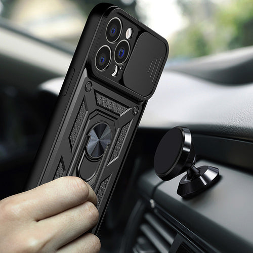 Hybrid Armor Camshield case for Motorola Moto G62 5G armored case with camera cover black — Hurtel