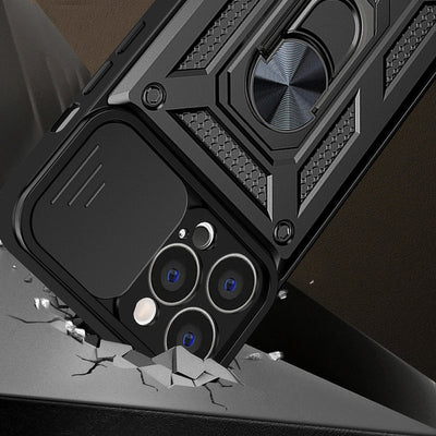 Hybrid Armor Camshield case for Motorola Moto G62 5G armored case with camera cover black — Hurtel