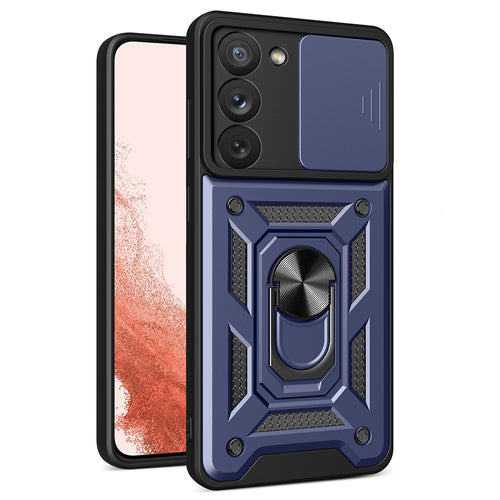 Hybrid Armor Camshield case for Samsung Galaxy S23+ armored case with camera cover blue — Hurtel