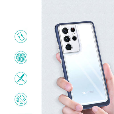 Clear 3in1 case for Samsung Galaxy S23 Ultra silicone cover with frame blue — Hurtel