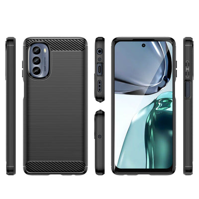 Carbon Case for Motorola Moto G62 5G flexible silicone carbon cover black — Hurtel