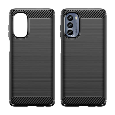 Carbon Case for Motorola Moto G62 5G flexible silicone carbon cover black — Hurtel