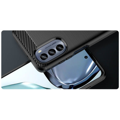 Carbon Case for Motorola Moto G62 5G flexible silicone carbon cover black — Hurtel