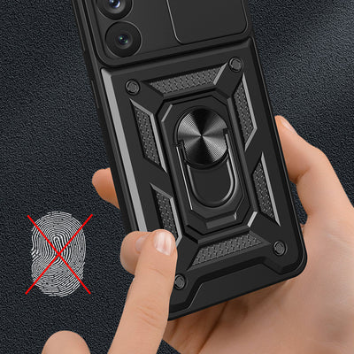 Hybrid Armor Camshield case for Samsung Galaxy S23+ armored cover with camera cover red — Hurtel
