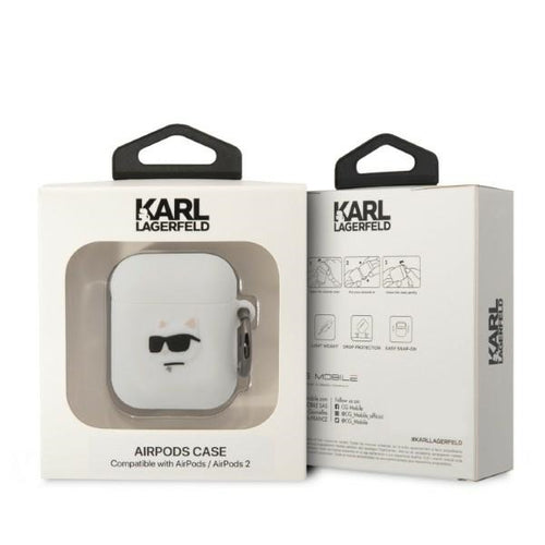 Karl Lagerfeld KLA2RUNCHH AirPods 1/2 cover white/white Silicone Choupette Head 3D