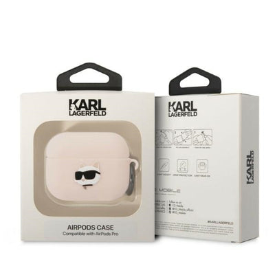 Karl Lagerfeld KLAPRUNCHP AirPods Pro cover pink/pink Silicone Choupette Head 3D