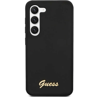 Guess GUHCS23SSLSMK S23 S911 black/black hardcase Silicone Vintage Gold Logo