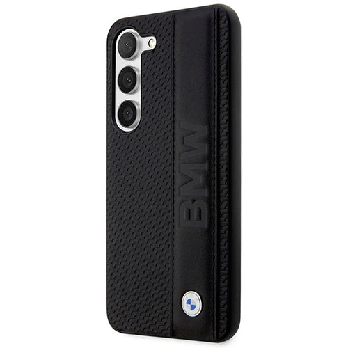Case BMW BMHCS23M22RDPK S23+ S916 black/black hardcase Leather Textured &amp; Stripe