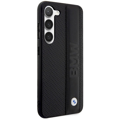 Case BMW BMHCS23M22RDPK S23+ S916 black/black hardcase Leather Textured &amp; Stripe