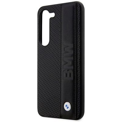 Case BMW BMHCS23M22RDPK S23+ S916 black/black hardcase Leather Textured &amp; Stripe