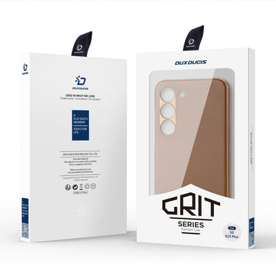 Dux Ducis Grit case for Samsung Galaxy S23+ elegant case made of artificial leather brown