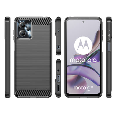 Carbon Case for Motorola Moto G13 flexible silicone carbon cover black — Hurtel