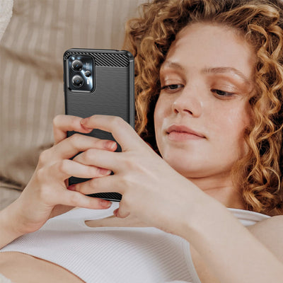 Carbon Case for Motorola Moto G13 flexible silicone carbon cover black — Hurtel