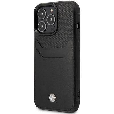 Case BMW BMHCP14L22RSEPK iPhone 14 Pro 6.1" black/black Leather Card Slot
