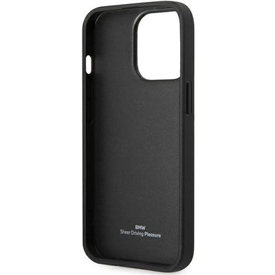 Case BMW BMHCP14X22RBDK iPhone 14 Pro Max 6.7" black/black hardcase Leather Blue Dots