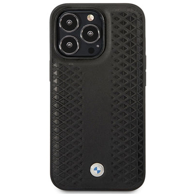 Case BMW BMHMP14L22RFGK iPhone 14 Pro 6.1" black/black Leather Diamond Pattern MagSafe