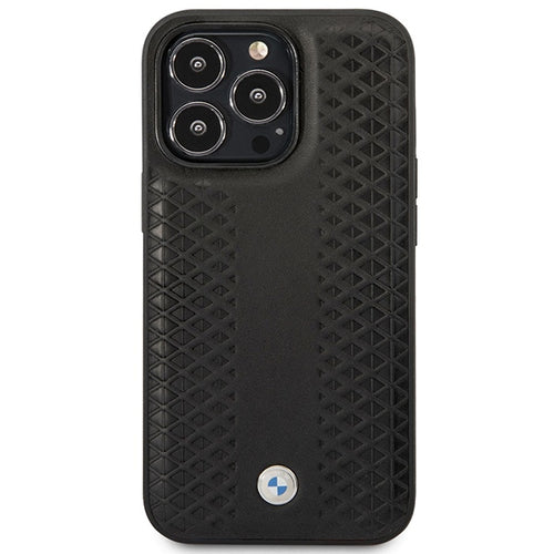 Case BMW BMHMP14L22RFGK iPhone 14 Pro 6.1" black/black Leather Diamond Pattern MagSafe